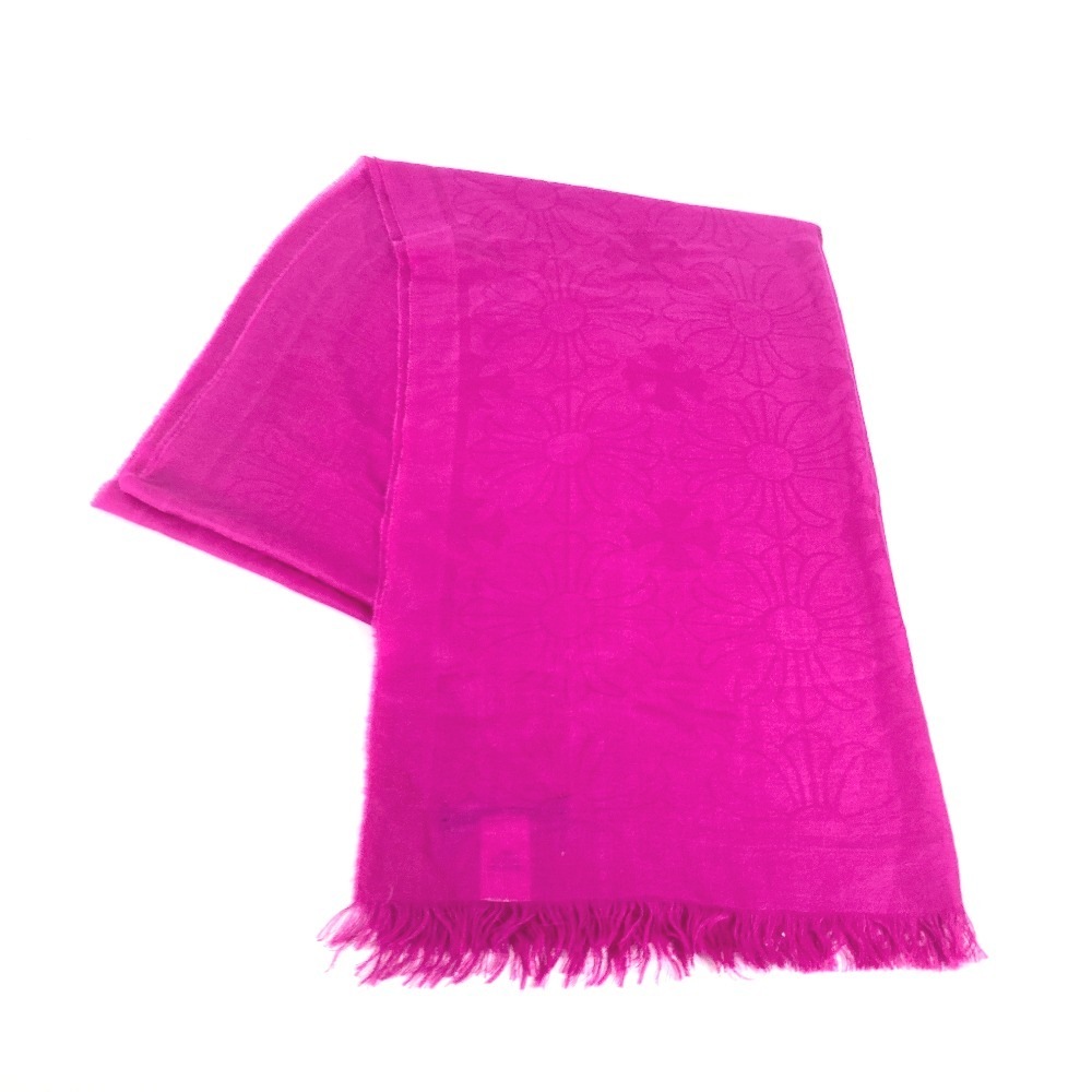 ストール ロゴ CHプラス ショール フリンジ カシミヤ パープル