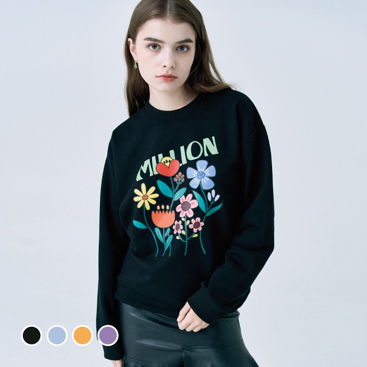 MILLION GROW FLOWER SWEATSHIRTミリオングロうフラワースウェットシャツ