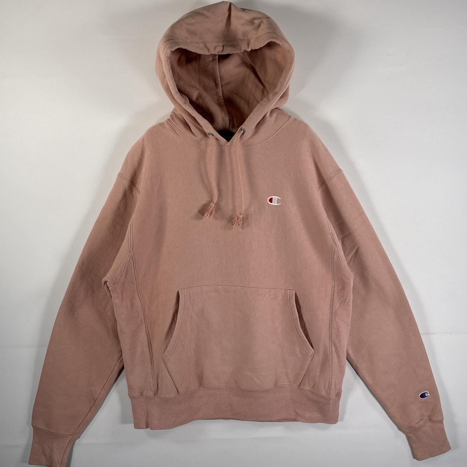 古着 パーカー リバースウィーブ 復刻 ワンポイントロゴ刺繍 マフポケット MEDIUM（JPN XL） ピンク系 メンズ