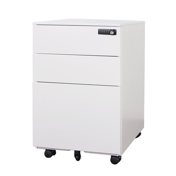 法人限定 Netforce EFG2-D3-W-WH ホワイト 3段ワゴン (ダイヤル錠) メーカー直送