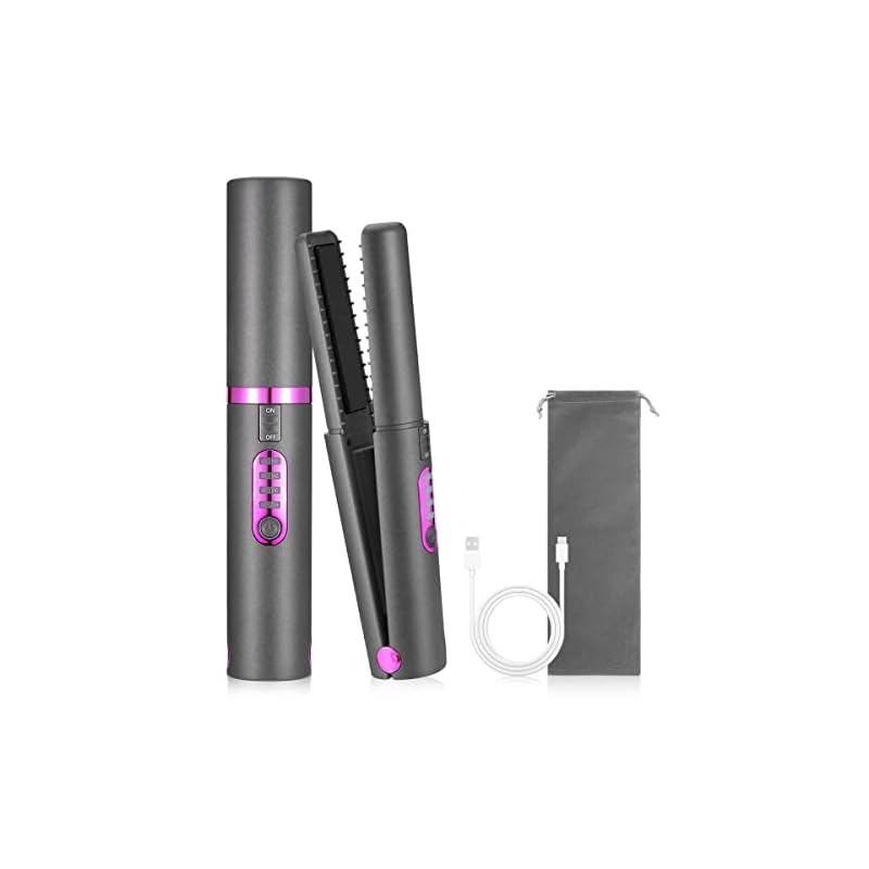 Peipai コードレスヘアアイロン type-c充電式ストレートヘアアイロン コードレス ミニ ストレート カール 2way コードレス ヘアケア 自動オフ機能 プレートロック機能 持ち運び 3段階