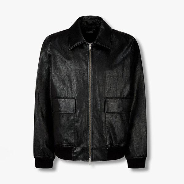 [MEN] アウトポケットシンセティックレザー ジップアップジャンパー 91M5361831