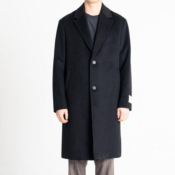 キンロック FW ウール カシミア混紡 ブラック チェスターカラー オーバーフィット ロングコート CIO51