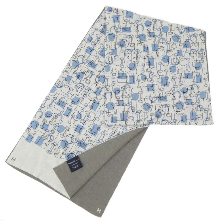 エルメス HERMES マフラー リバーシブル グレー カシミヤ×シルク 【中古】(69854)
