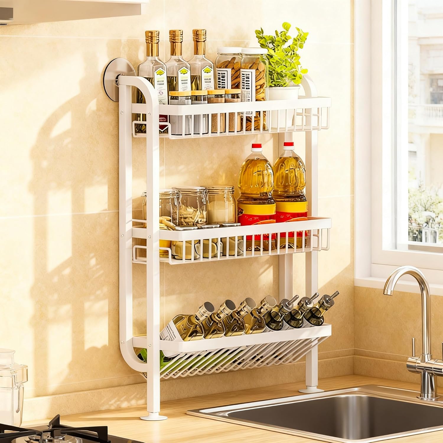3段式大容量調味料ラック 幅32×奥行17×高さ66.5cm 組立簡単