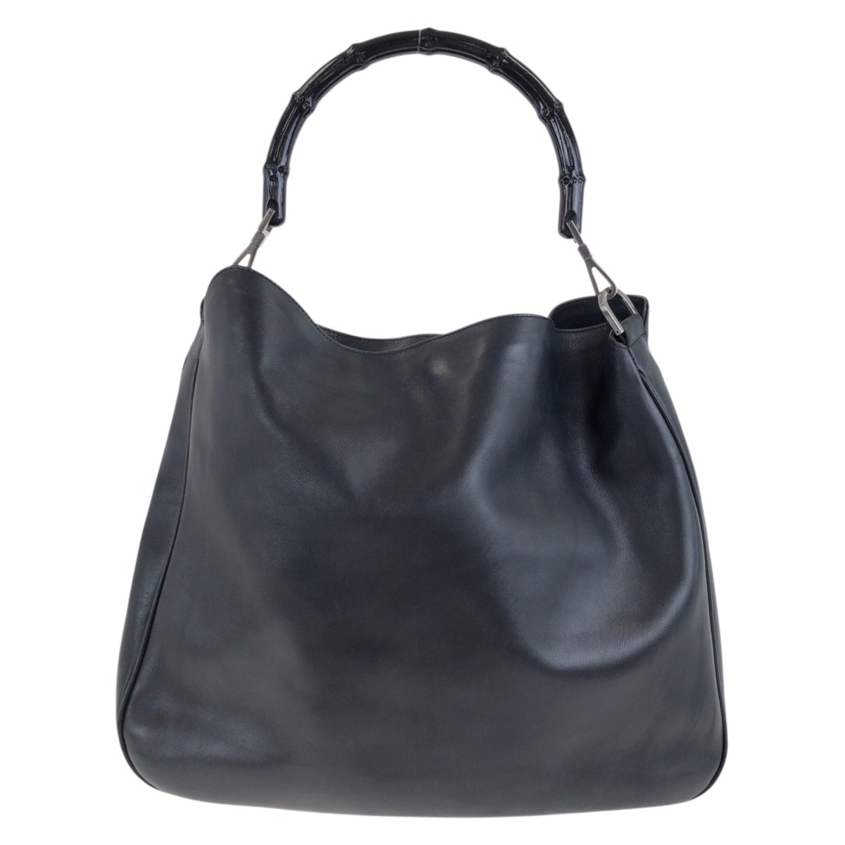 美品 バンブー ブラック 黒 シルバー金具 レザー 001 1577 ショルダーバッグ レディース 502993