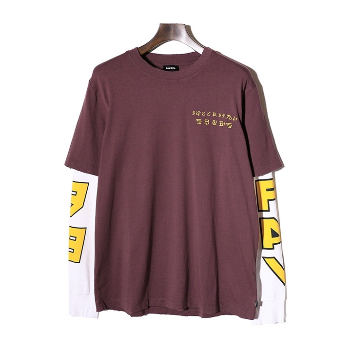 長袖tシャツ カットソー メンズ クラッシュダメージ加工 フェイクレイヤード ワンポイント刺繍 Solararmour Co Uk