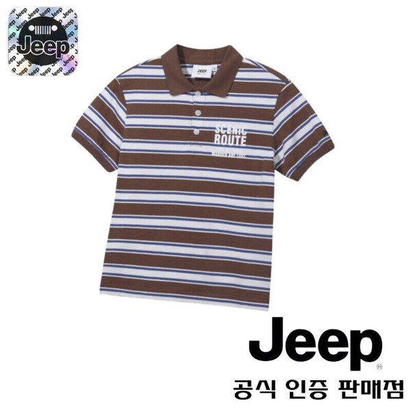 JR2TSU701 ブラウンストライプピケ半袖Tシャツ_SC
