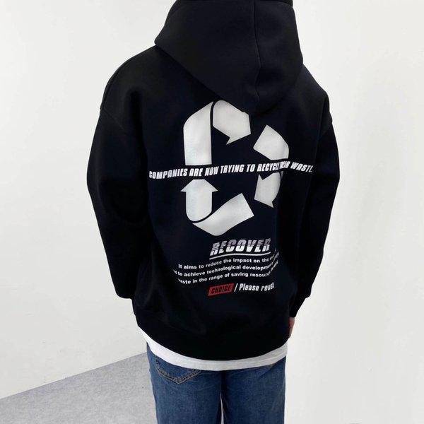 メンズ オーバーフィット ネオプレン リカバー スコッチ レタリング プリント フード付き スウェットシャツ 6,522円