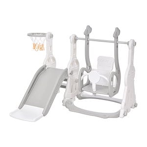 [国内発送]A2540滑り台 すべり台 幼児用滑り台とブランコセット バスケットゴール ブランコ三段階調整可 遊具 室内遊具 屋内 家庭用 大型遊具 プレゼント 耐荷重40kg 3~5歳