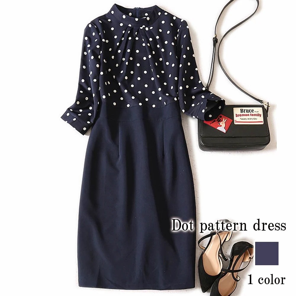 ワンピース レディース ドット柄ワンピース 厚手 20代 白 50代 大人 アウトドア 黒 かわいい ロング Aライン ブランド しっかり 安い ネック 人気 スカート 春 体感 カジュアル 大きいサ