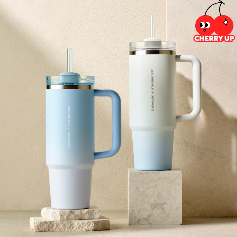 【新商品】STARBUCKS × STANLEY SS クエンチャー タンブラー 887ml (ブルー,ホワイト) 【大容量】タンブラー韓国 スタバ 限定 タンブラースタバ タンブラー 韓国限定