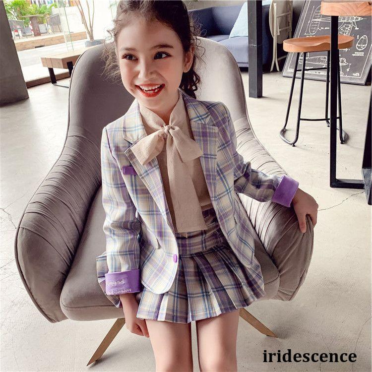 とても人気があります入学式 スーツ 女の子 卒園式 子供服 フォーマルスーツ ジャケット スカート ブラウス チェック柄 七五三 発表会 カジュアル 110 120 130 140 150 1