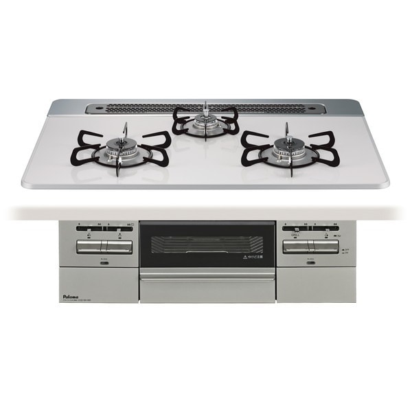 PD-743WS-75CV-LP ティアラシルバー BRilliO ブリリオ ビルトインガスコンロ (LPガス・75cm・3口・水無し両面焼き)