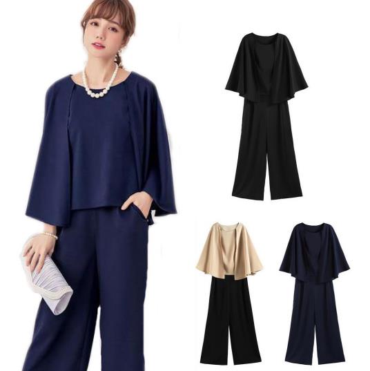 ２点セット上下セットセットアップスーツパンツスーツパーティーフォーマル フレアスリーブ レディースファッションママ通勤結婚式二次会 同窓会 披露宴卒入園式 卒業式 M L XL 入学式大きいサイズS