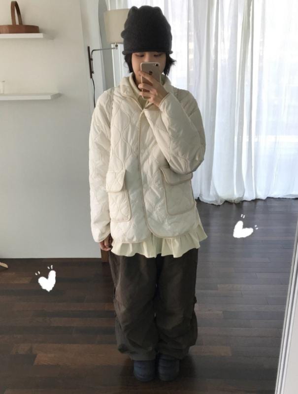 25FW-ウォームアップパディング(キルティング キルティング 刺繍 オーバーフィット キルティング フリース