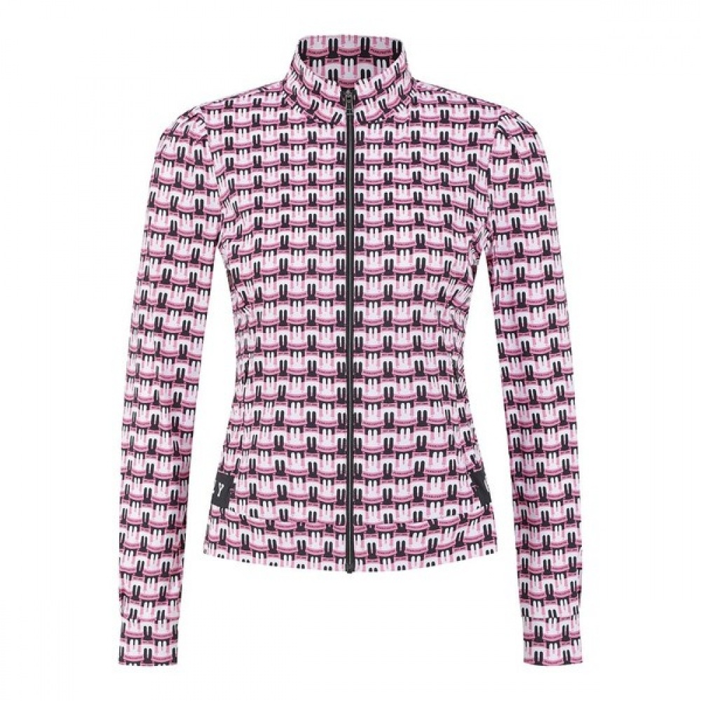 [Paris Gates] レディースバニー柄ストレッチジップアップTシャツ