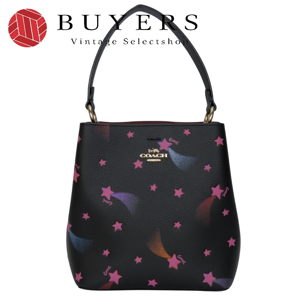 中古 ハンドバッグ スモールタウンバケット C7245 ディスコスター レザー ブラック ピンク ゴールド金具 レディース 女性