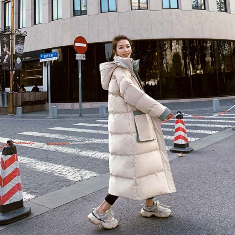 配色ロングコート中綿コートロングコートレディース中綿ジャケットフード付きゆったりポケット付き大きいサイズ無地黒カジュアル冬アウターロング丈コートアウタージャケット暖かい撥水保温防風防寒お出かけ通勤