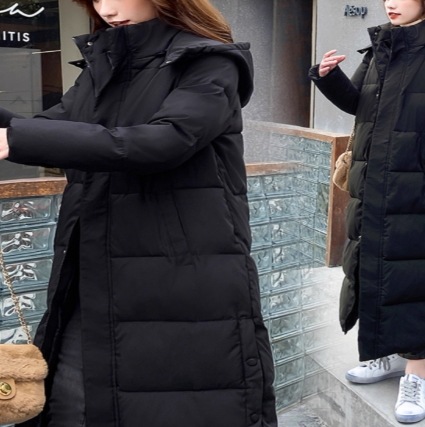 レディース ジャケット ダウンコート ロング マキシ 丈長 長袖 タートルネック 襟付き ストレート オーバーサイズ ストリート コットン シンプル カジュアル ラフ 無地 冬 クリスマス 授業参観