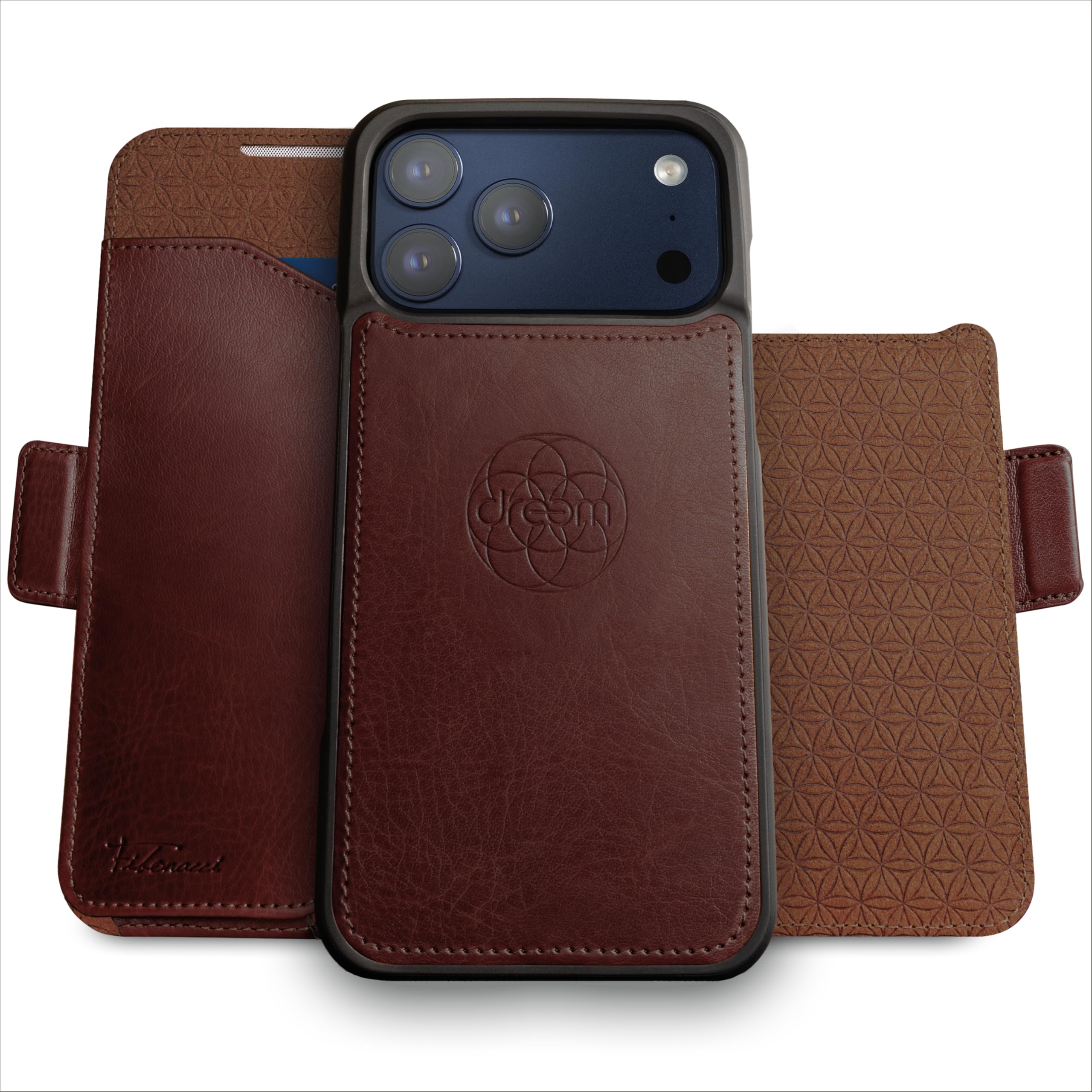 Dreem iphone 17 pro ケースウォレット画期的なスマートフォンスタンドヴィーガンレザーMagSafeフィット対応マグネット着脱式フリップカバーRFID保護カードホルダーギフ