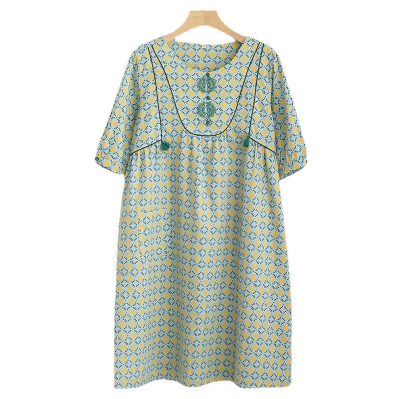 パジャマ ワンピース 夏 大きいサイズ マタニティー 綿100 二重ダブルガーゼ 半袖 可愛い 韓国