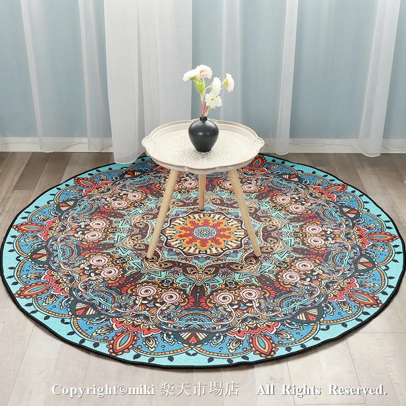 ラグ ラグマット カーペット 円形 丸いラグ 円型 おしゃれ 花柄 ホットカーペット カバー 床暖房対応 洋室 洋風 厚手 ラグ ラグマット オールシーズン 洗える 滑り止め付 絨毯 高級 コットン