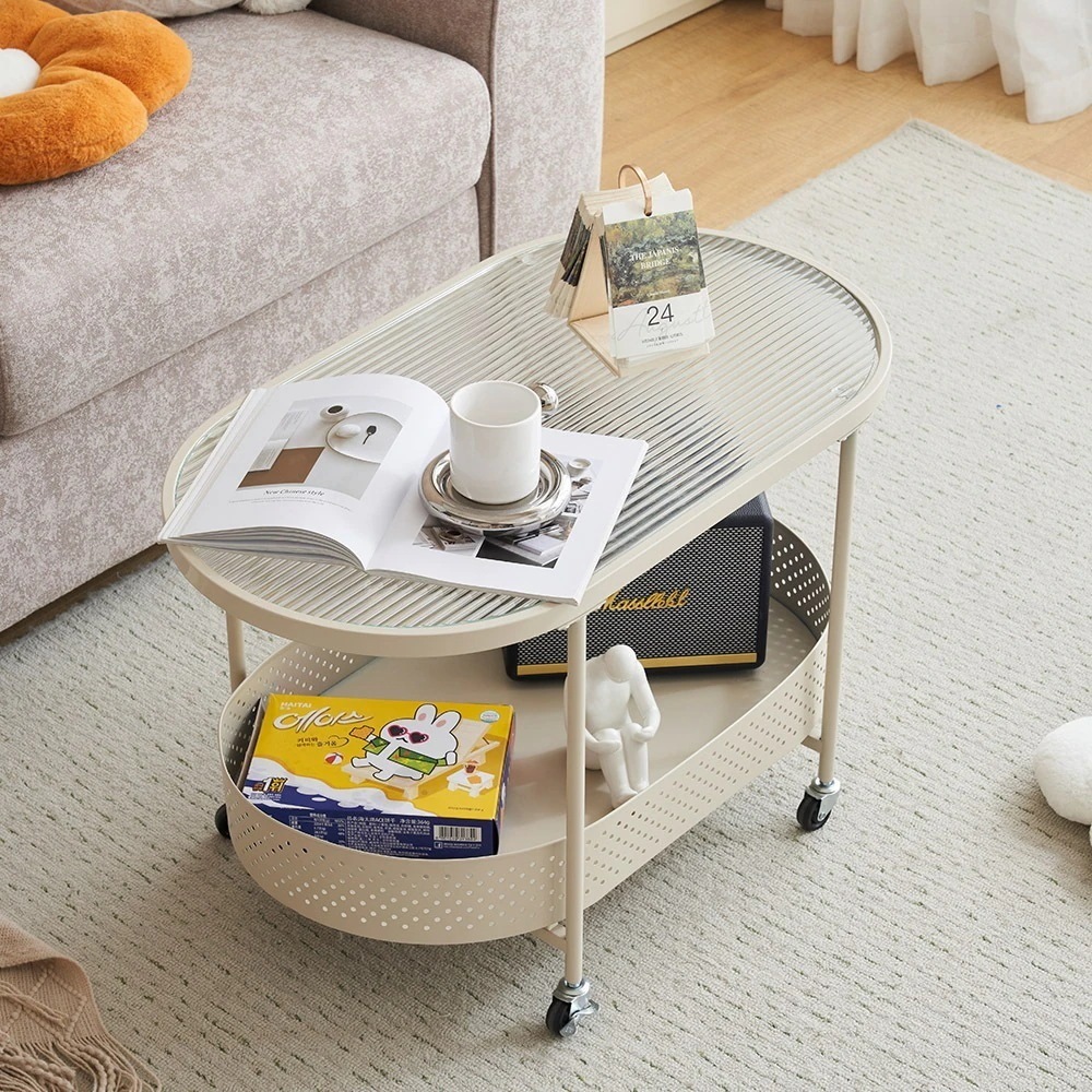 【安心保証】【新作登場】ガラステーブル キャスター付き 収納付き 幅80 センターテーブル ローテーブル おしゃれ リビング コンパクト 一人暮らし【ベージュ】 6,274円