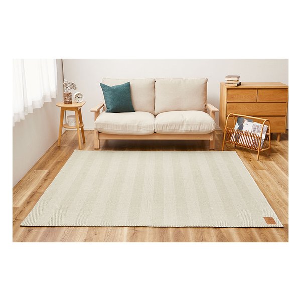 ヘリンボンラグ ボーナ 約190×240cm 洗濯可 ホットカーペットカバー グリーン 240638222