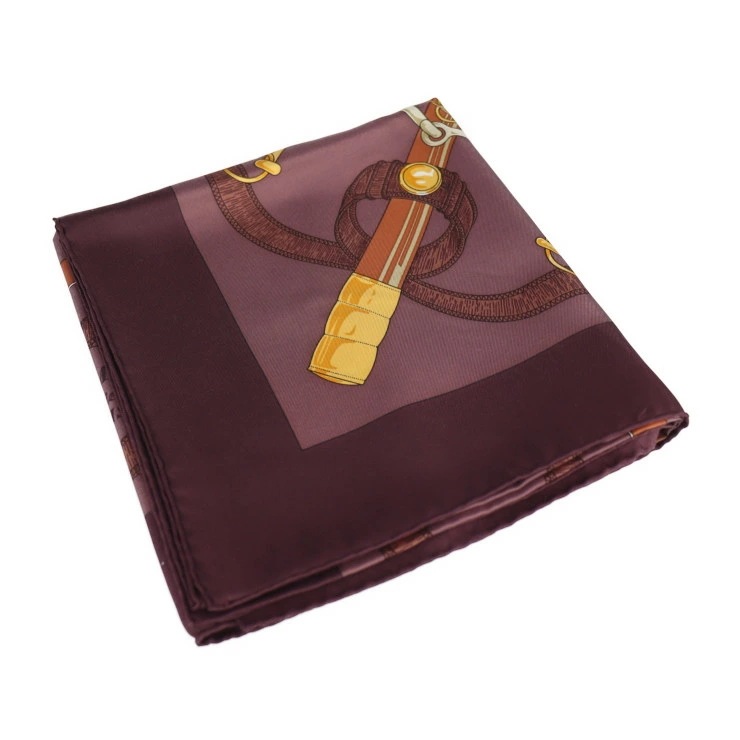 超美品 HERMES エルメス Pellier カレ 90 スカーフ シルク ワイン系 マルチカラー