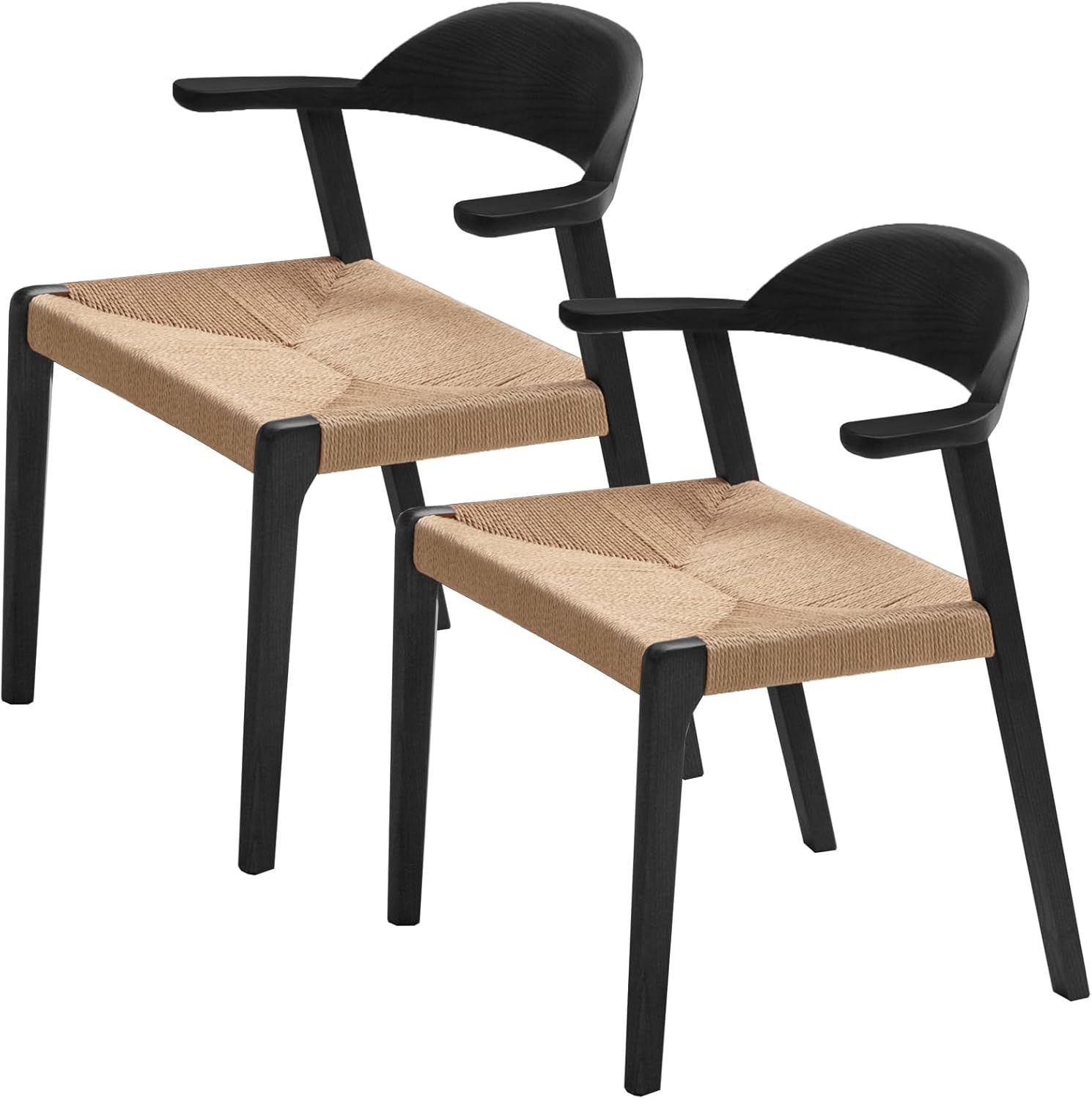 ダイニングチェア 2脚セット お掃除ロボット対応 ハンギングOK 完成品 ハーフアーム 肘付き 無垢材 食卓椅子 北欧 (96354)