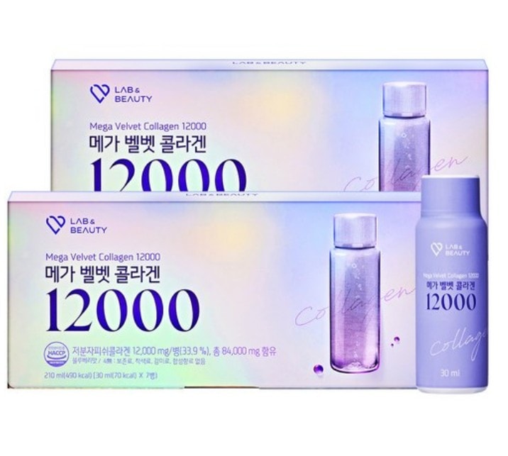 ラップアンドビューティー メガベルベットコラーゲン 12000 飲むコラーゲン アンプル 7個入りX2個計,14個（2週間分）ブルーベリー味, 超高含量コラーゲン