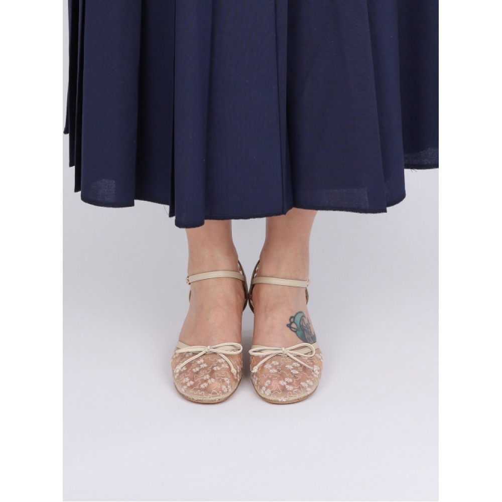 SHOEBYCHOI メッシュメッシュパンプス (5cm) _ブラックフラワーベージュ