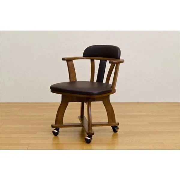 ダイニングチェア 椅子 回転 おしゃれ レザー キャスターチェア デスクチェア レトロ 木製 チェア いす イス 座面高さ42cm 16,756円