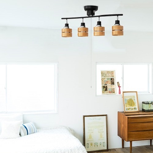 木のぬくもり！ シーリングライト 4灯 LED対応 スポットライト おしゃれ 天井照明 照明器具 6畳 8畳 照明 和室 和風 北欧 寝室 リビング