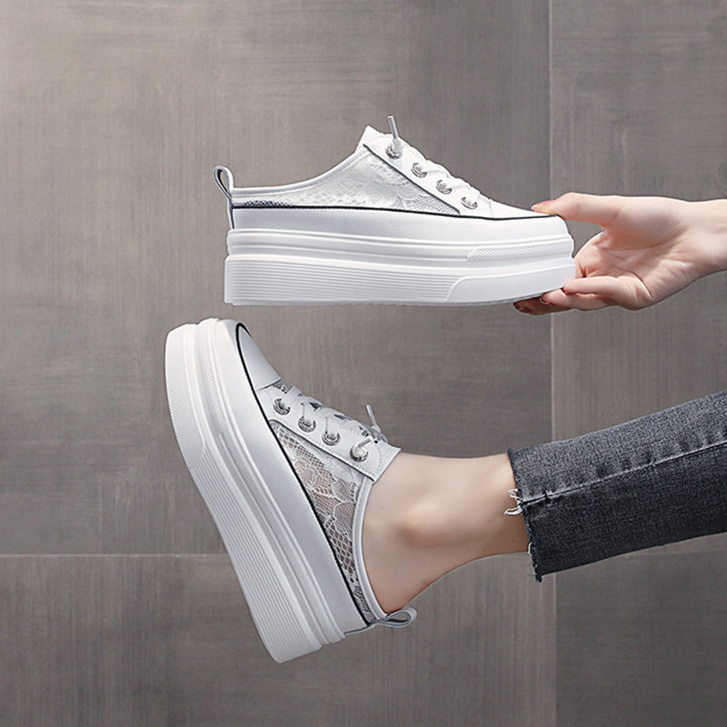 クーポン スニーカー レディース かかとなし スリッポン サボ サンダル 厚底スニーカー ファッジョン ミュール カジュアル メッシュ ローファー レースアップ 無地 厚底靴 インヒール ぺたんこ ジ