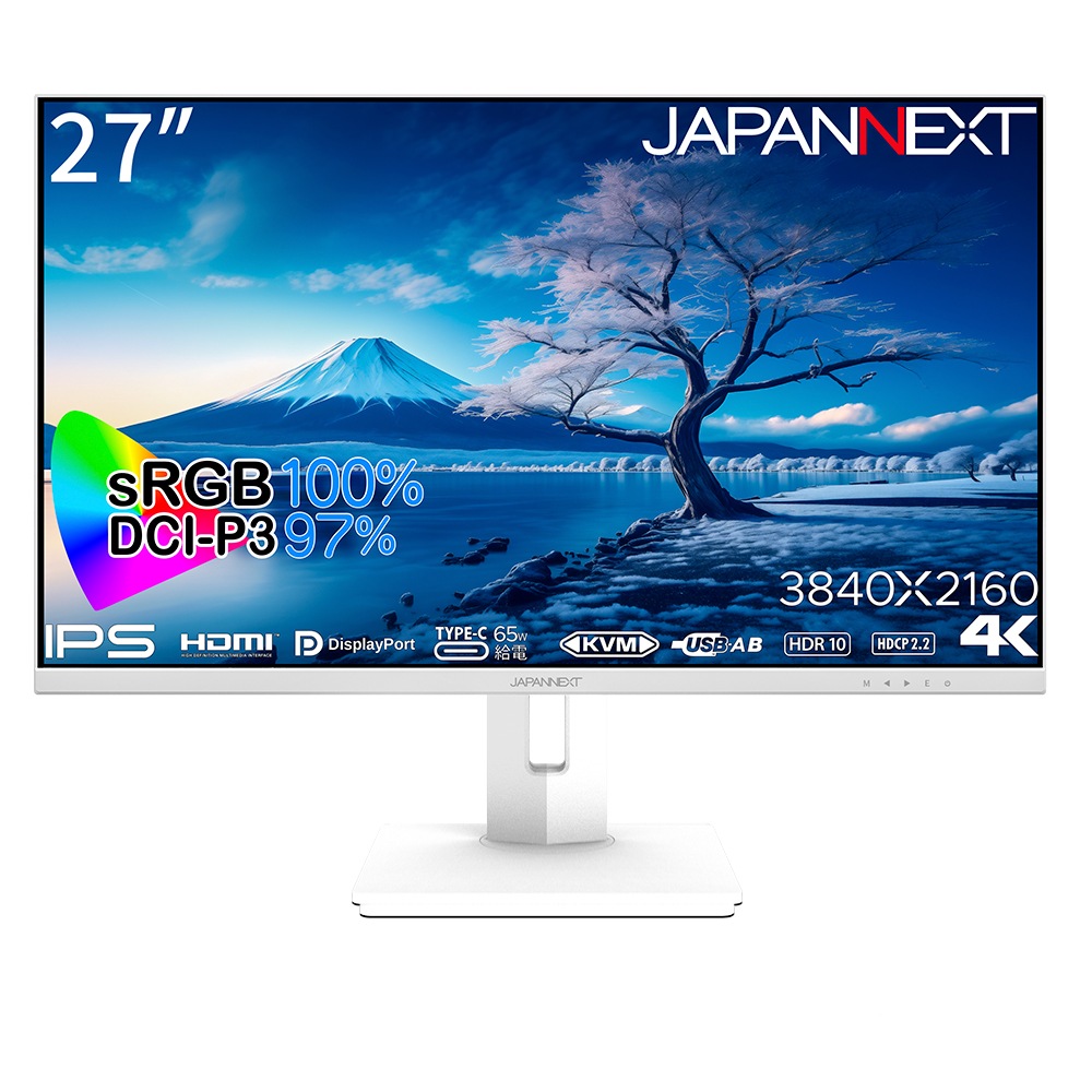 JAPANNEXTジャパンネクスト 液晶ディスプレイ(27型/IPS/4K UHD 3840×2160/60Hz/8ms/HDR400/HDMI2.0/DP1.2/USB Type-C/VESA)(