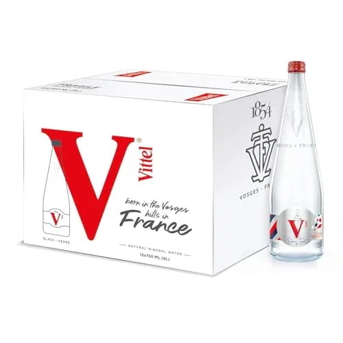 Vittel(ヴィッテル) 硬水ナチュラル ミネラルウォーター 瓶 750ml × 12本 (フランス ヴォージュ山脈 カルシウム マグネシウム)[正規輸入品]