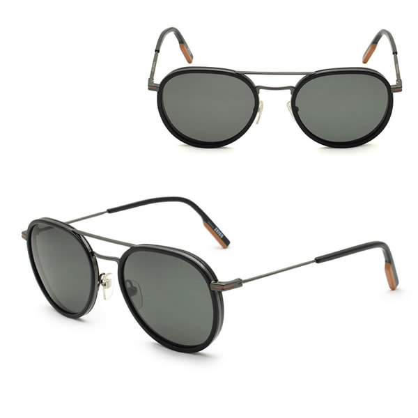 ゼニア サングラス ZEGNA EZ0127/S 01D 54 Ermenegildo Zegna 偏光レンズ ノーズパッド UVカット メンズ ブラック ガンメタル グレー