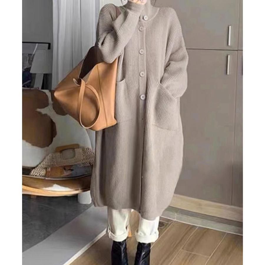 ロングニットカーディガン 厚手レディース