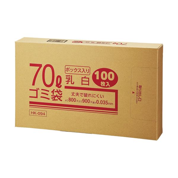 (まとめ) クラフトマン 業務用乳白半透明 メタロセン配合厚手ゴミ袋 70L BOXタイプ HK-094 1箱(100枚) (×10セット)