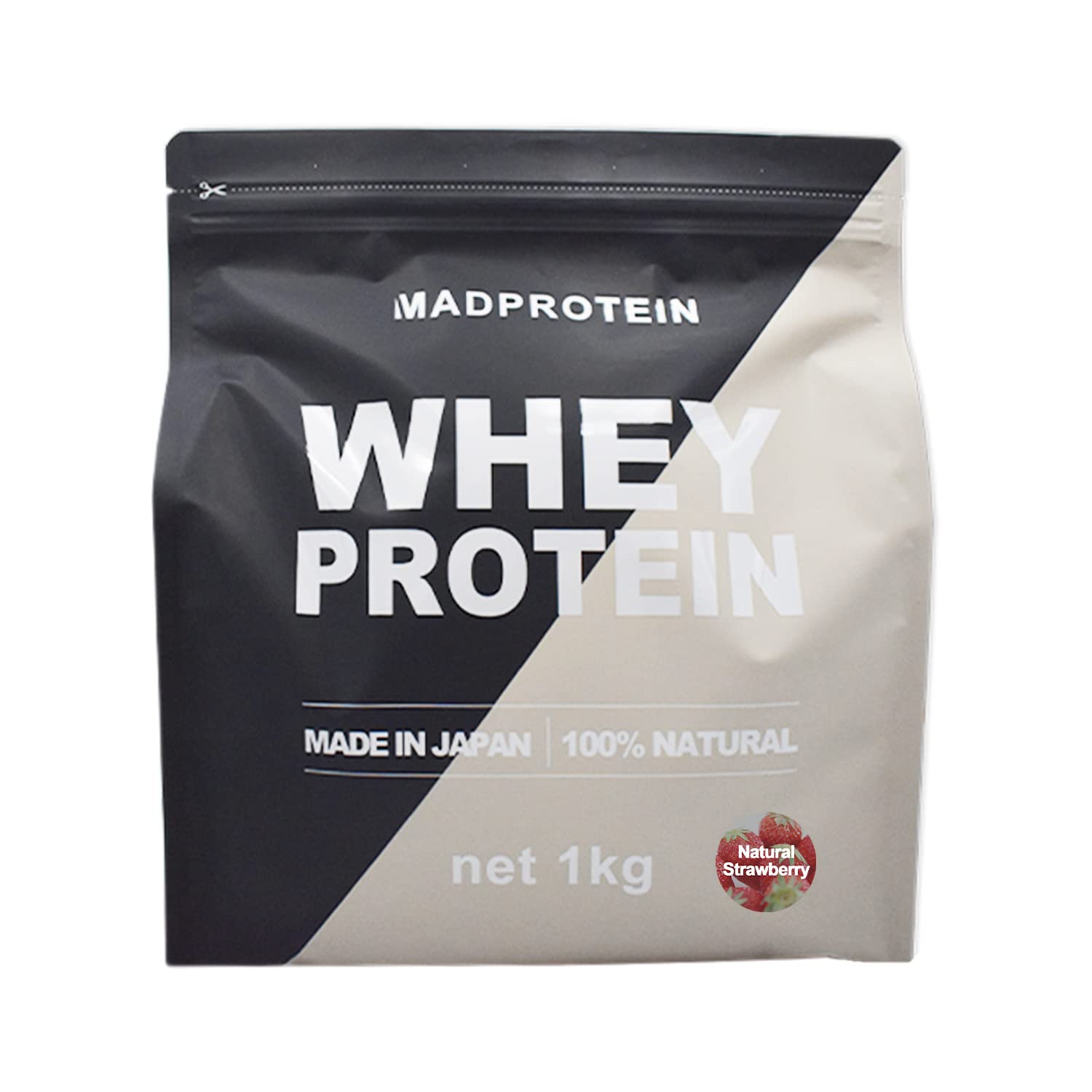 MAD PROTEIN(マッドプロテイン) ホエイプロテイン WPC 人工甘味料不使用 国内製造 (ナチュラルストロベリー, 1)