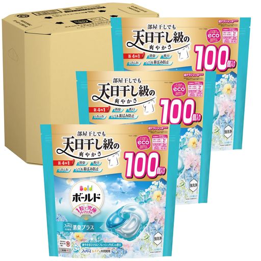 Bold ボールド 洗濯洗剤 ジェルボール 4in1 爽やかおひさまとフレッシュサボンの香り 詰め替え 100個x3袋 [大容量] [ケース品]