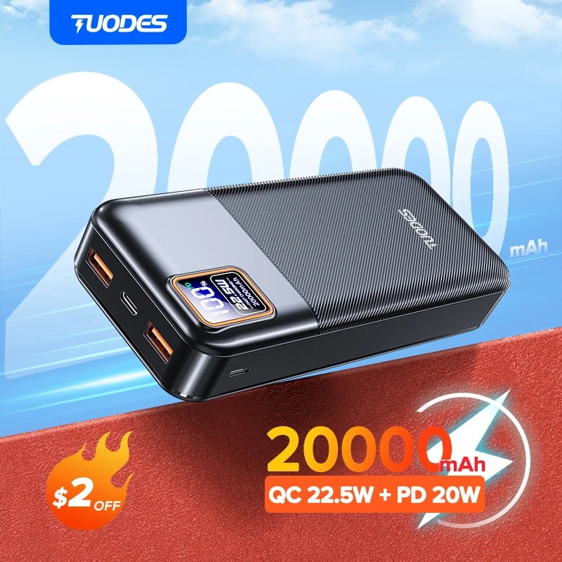 Tuodes-大容量バッテリー,高速充電,iPhone, Samsung, Xiaomi用のポータブル充電器,20000mAh,pd20w,22.5w - 509