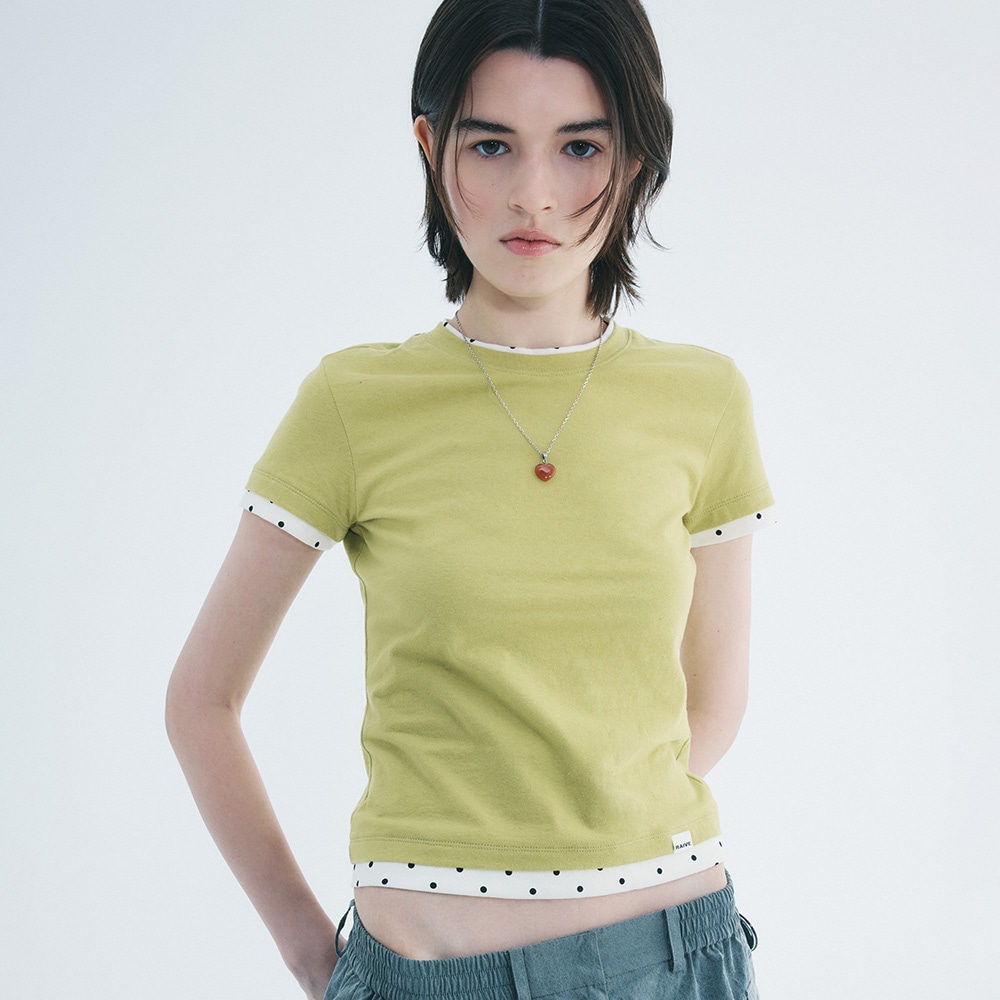 [レイブ] ドット レイヤード ツートーン Tシャツ VW6ME452_4color