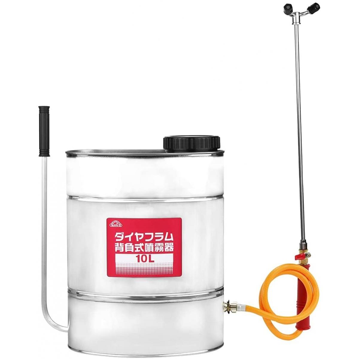 セフティー3 ダイヤフラム 背負式噴霧器 10L ステンレス 日本製 2頭口ノズル付き 大容量 園芸 殺虫 消毒 薬剤 噴霧