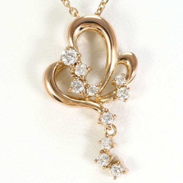 K18 18金 PG ピンクゴールド ネックレス ダイヤ 0.18 約45cm ジュエリー 中古