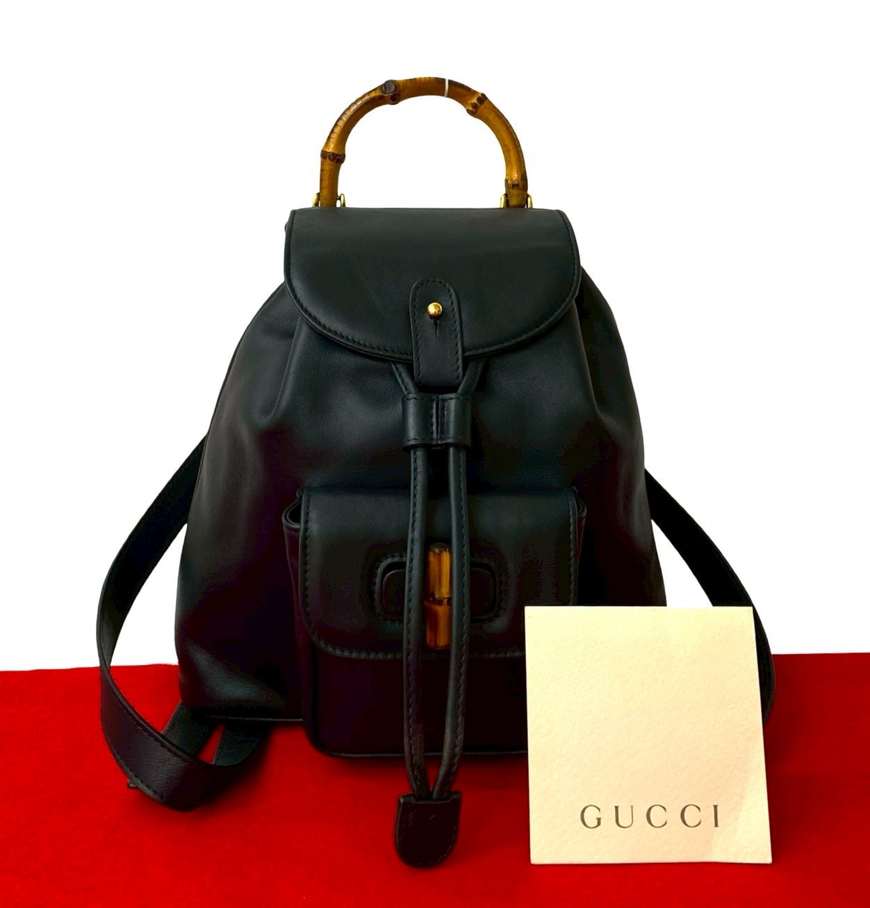 ヴィンテージ バンブーリュックサック レザー バンブー ネイビー 351-7