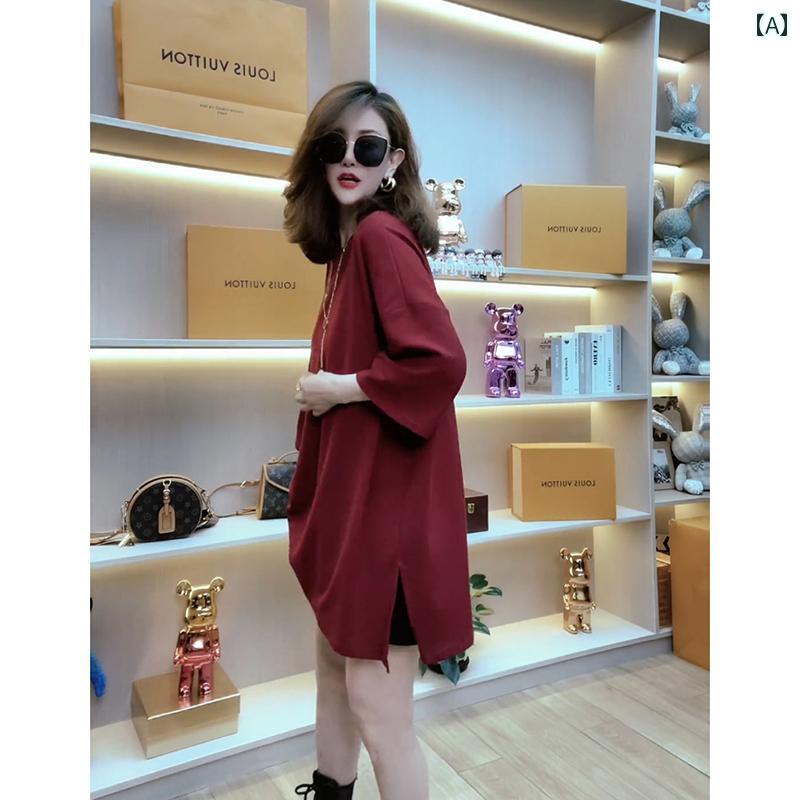 レディース トップス カジュアル おしゃれ 半袖 Tシャツ 夏 丈 ボトムス Tシャツ