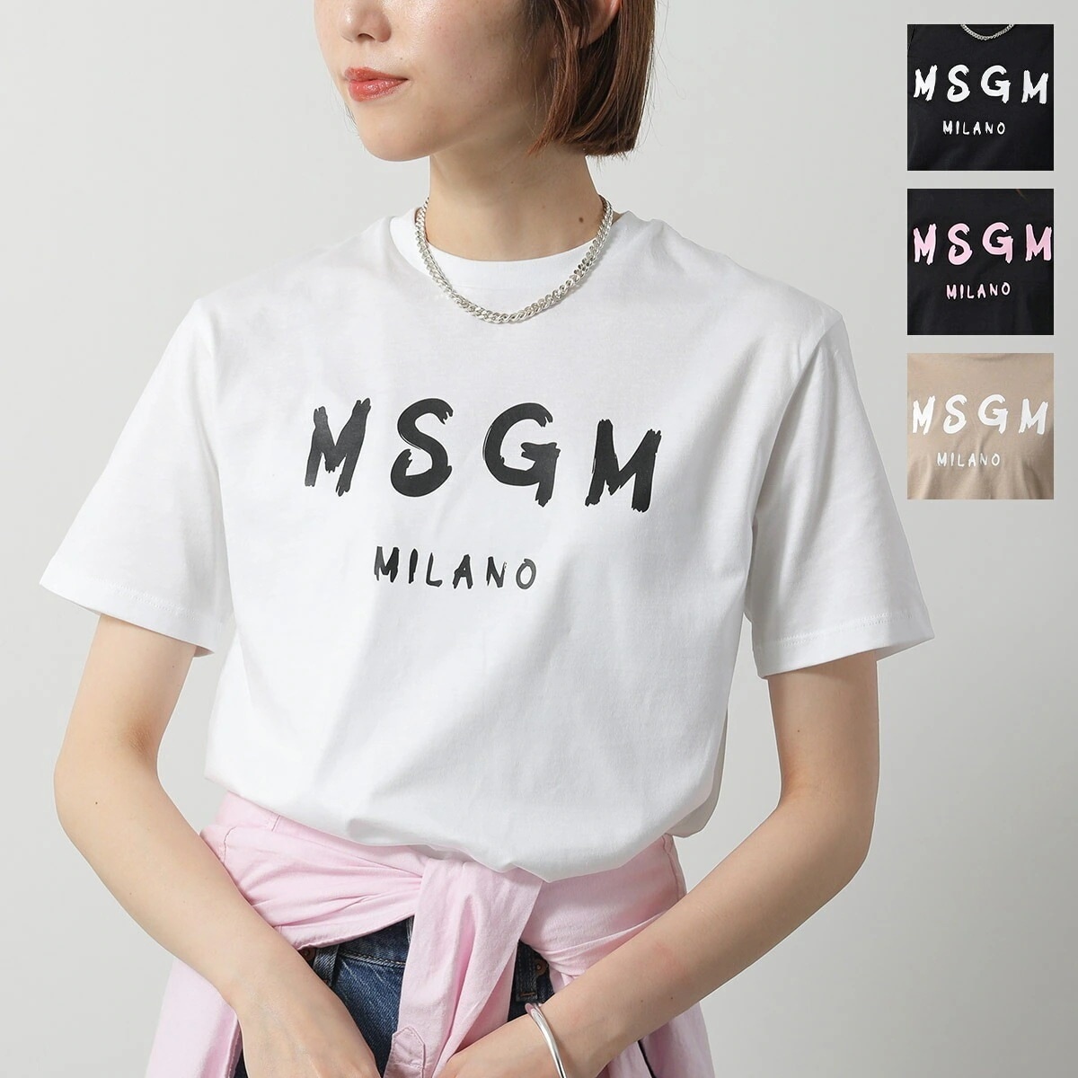 MSGM KIDS エムエスジーエム キッズ Tシャツ S5MSJUTH063 レディース ガールズ 半袖 コットン クルーネック ロゴプリント カラー2色